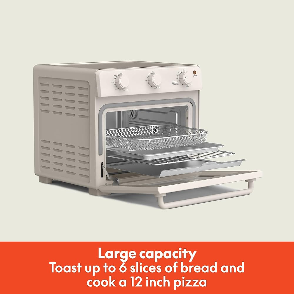 bella Air Fry Toaster Oven, 7 Preset Cooking Options, Dishwasher-Safe EverGood Coated Trays Included, 60-Minute Auto Shutoff w Audible Timer, Power Indicator Light, 1700 Watt, Oatmilk: Home & Kitchen