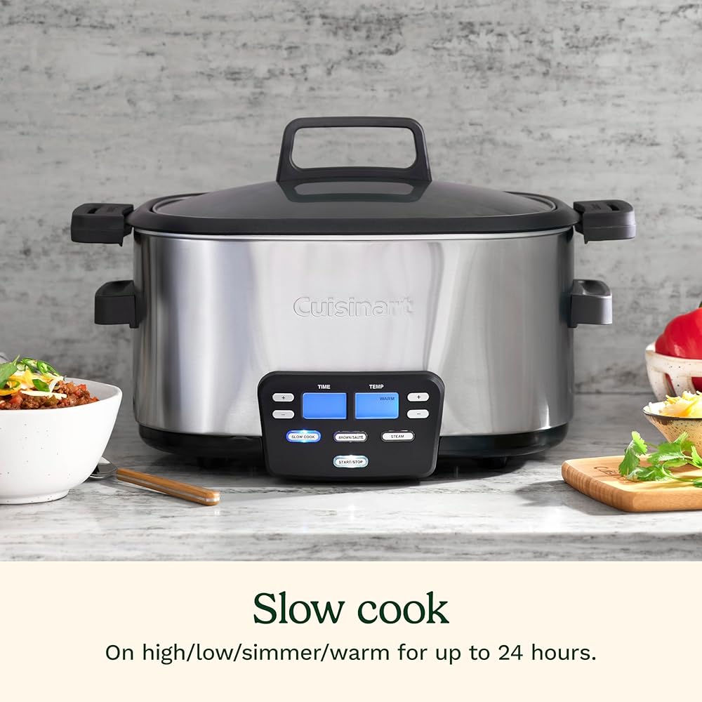 Cuisinart MSC-600 3-In-1 Cook Central 6-Quart Multi-Cooker: Slow Cooker, Brown/Saute, Steamer, Silver: Home & Kitchen