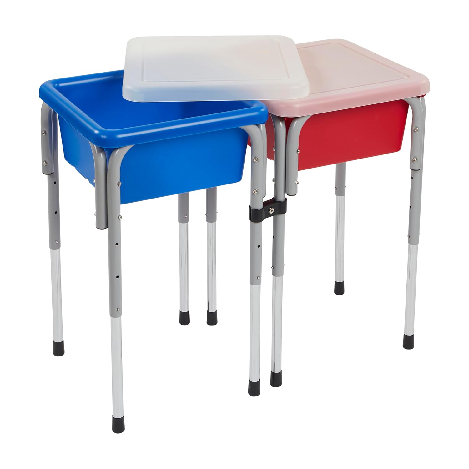ECR4Kids 2-Station Sand and Water Adjustable Play Table, Sensory Bins, Blue/Red : Toys & Games