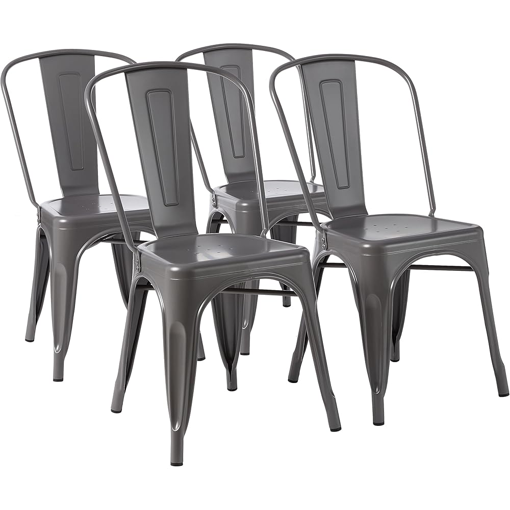 - Amazon Basics Metal Dining Chairs, 4 Count, Dark Grey, 20.1 x 17.1 x 33.5 inches - Chairs