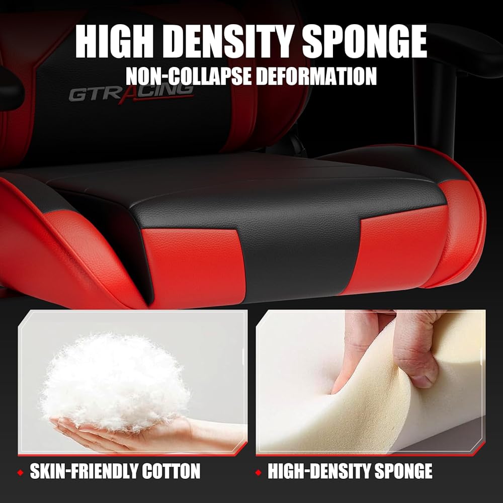 GTRACING Gaming Chair Racing Office Computer Ergonomic Video Game Chair Backrest and Seat Height Adjustable Swivel Recliner with Headrest and Lumbar Pillow Esports Chair (Red) : Home & Kitchen