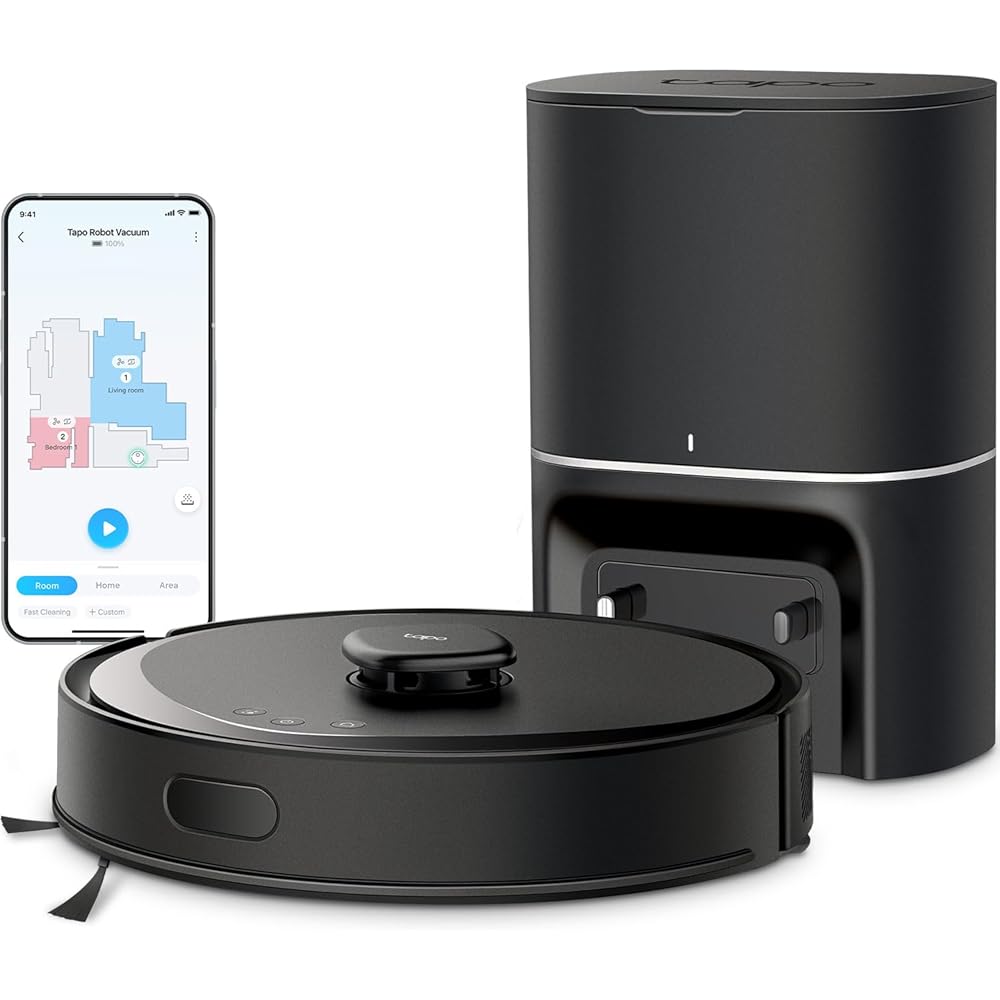 Tapo LiDAR Smart Navigation Robot Vacuum and Mop with Self-Emptying Dock, 5300Pa Max, 97%+ Dust Pickup Rate, Customizable Cleaning, Self-Charging, Compatible with Alexa & Google Home, RV30 Max Plus