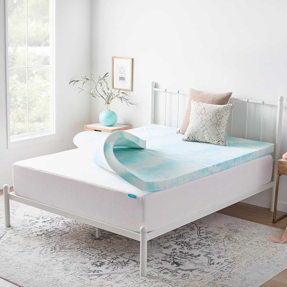 Linenspa 3 Inch Gel Swirl Memory Foam Mattress Topper 鈥?Cooling Gel Infused 鈥?Pressure Relieving Bed Topper - Mattress Pad 鈥?CertiPUR Certified - Full Size : Home & Kitchen