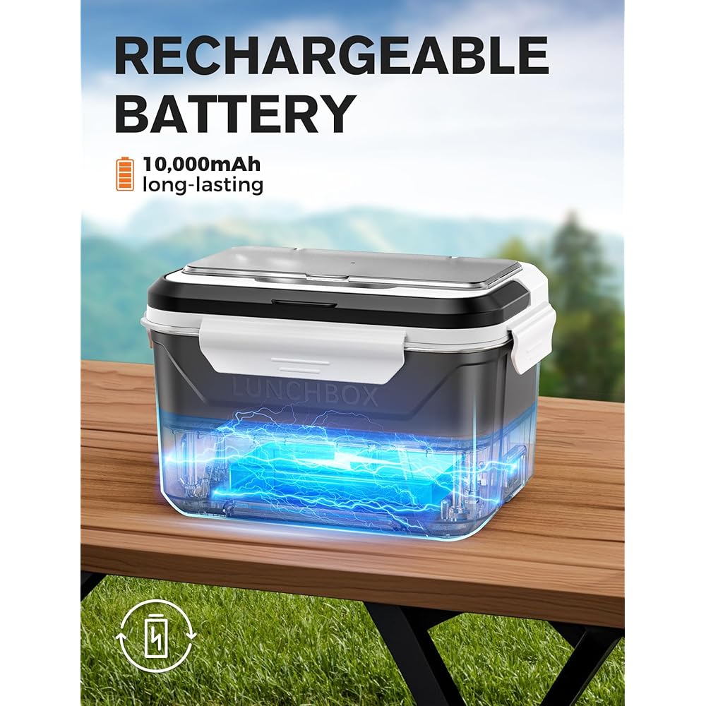 EAST OAK Cordless Electric Lunch Box for Adults, Heated Lunch Box Battery Powered with Automatic Heating, 5.5 Cups Portable Food Warmer with Removable Tray Divider: Home & Kitchen