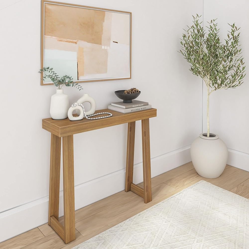 Plank+Beam Solid Wood Console Table, 36 Inch, Sofa Table, Narrow Entryway Table for Hallway, Behind The Couch, Living Room, Foyer, Easy Assembly, Pecan : Home & Kitchen