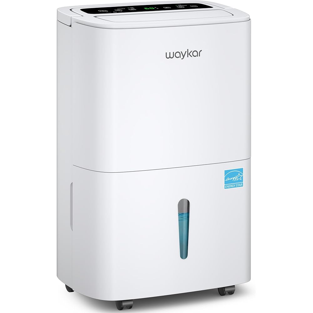 - Waykar 80 Pints Energy Star Home Dehumidifier for Spaces up to 5,000 Sq. Ft at Home, in Basements and Large Rooms with Drain Hose, Handle, Auto Defrost and Self-Drying.