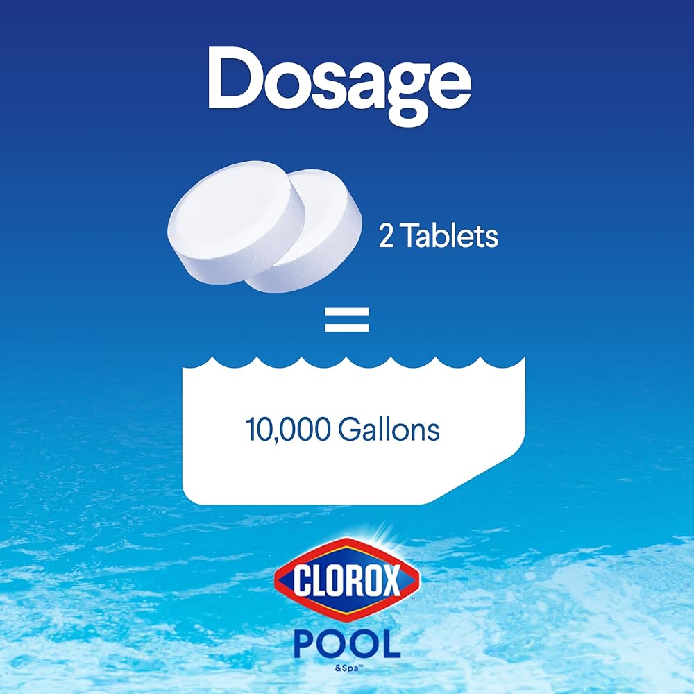 : Clorox® Pool&Spa™ XtraBlue 3” Swimming Pool Chlorinating Tablets, Kills Bacteria & Stops Algae (25 LB) : Patio, Lawn & Garden