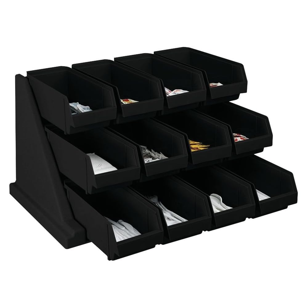 Cambro Versa - Self Serve Condiment and Utensil Bin - 12 Storage Bins - Ideal for food and coffee condiments (Black) : Home & Kitchen