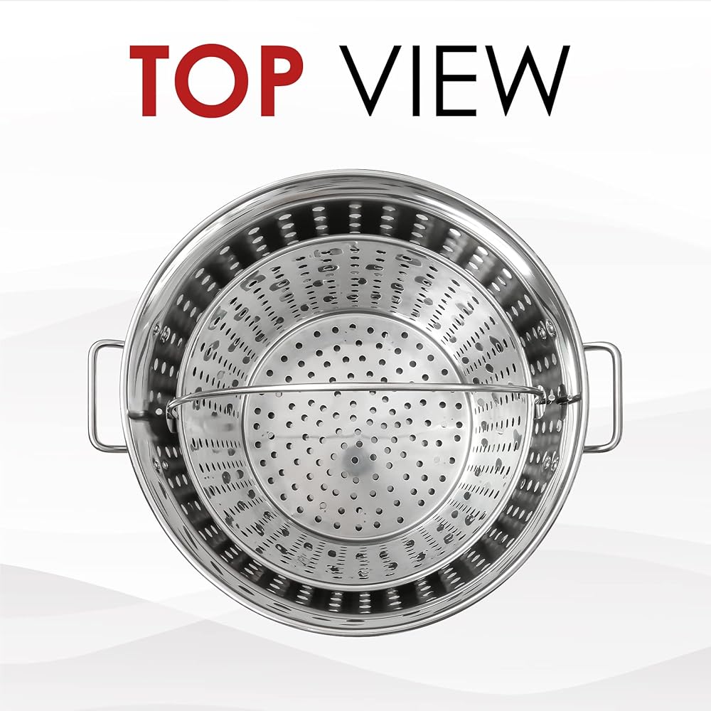 CONCORD Stainless Steel Stock Pot w/Steamer Basket. Cookware great for boiling and steaming (80 Quart): Home & Kitchen