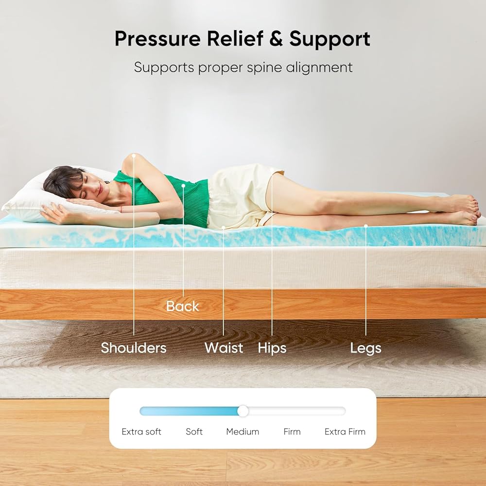 Marsail 3-inch King Memory Foam Mattress Topper, Gel Infused Cooling, Soft for Sleeper Sofa, RV, Camper, CertiPUR-US Certified : Home & Kitchen