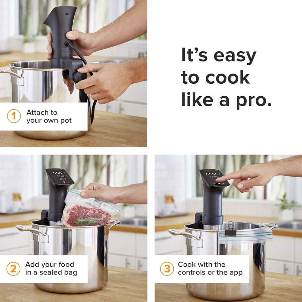 Anova Culinary Sous Vide Precision Cooker Pro, 1200 Watts, Black and Silver : Home & Kitchen