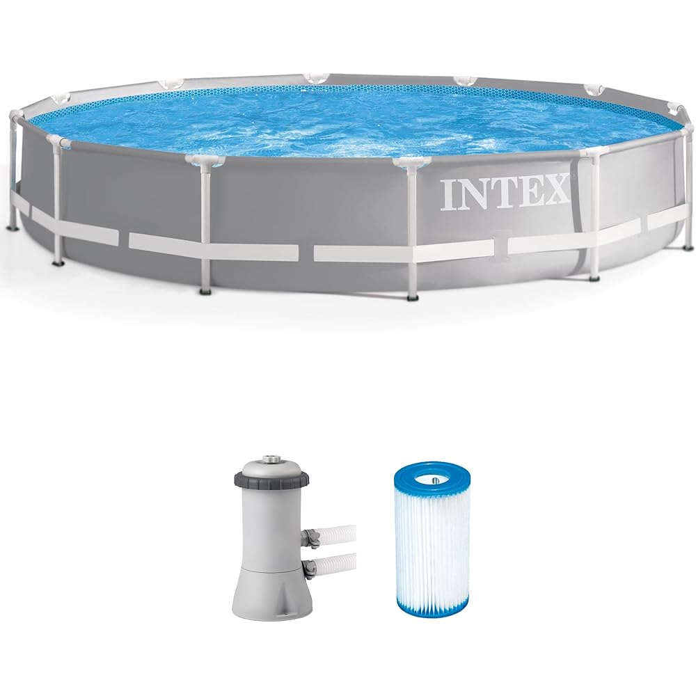 Intex 26711EH Prism Frame Premium Above Ground Swimming Pool Set: 12ft x 30in – Includes 530 GPH Cartridge Filter Pump – SuperTough Puncture Resistant – Rust Resistant – 1718 Gallon Capacity : Patio, Lawn & Garden
