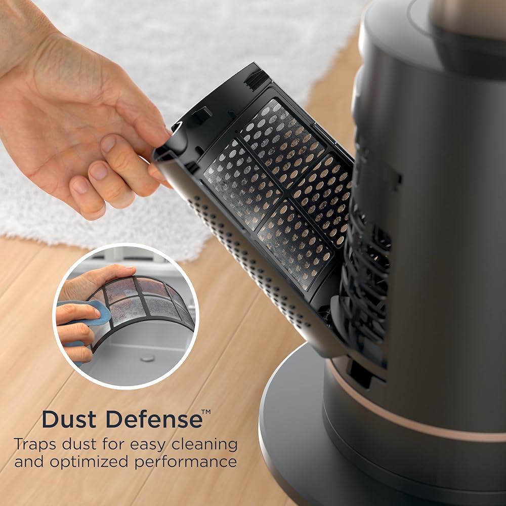 Shark TurboBlade Fan—Ultra-customizable bladeless tower fan, pivots, twists, oscillates 180°, circulates and propels air, 10 noise levels + 10 speeds, easy to clean, charcoal, TF202S