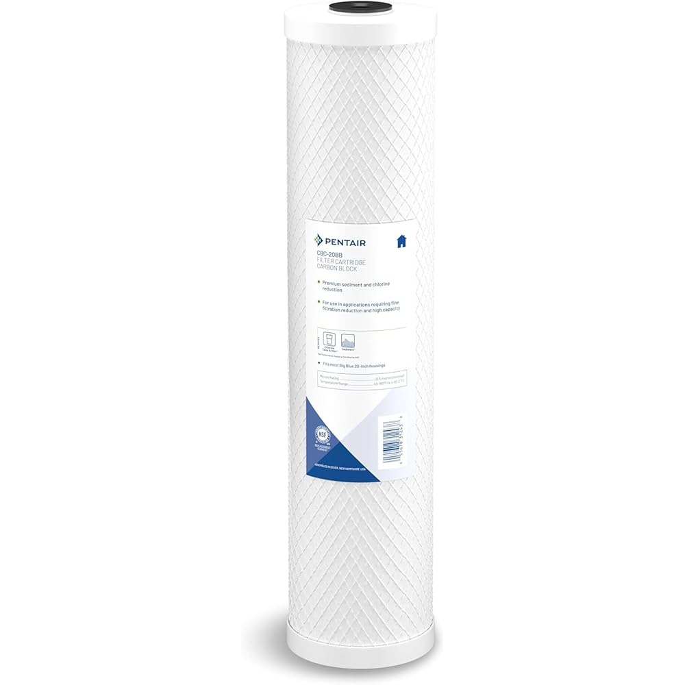 Pentair Pentek CBC-20BB Big Blue Carbon Water Filter, 20-Inch, Whole House Carbon Block Replacement Cartridge with Bonded Powdered Activated Carbon (PAC) Filter, 20