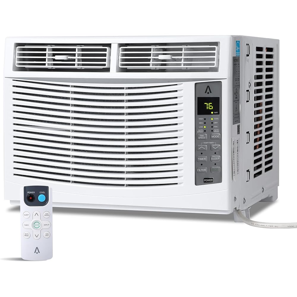 MilleLoom 6,000 Btu Window Air Conditioner, Cools Up to 250 Sq. Ft with Cooling, Dehumidifier, 3 Fan Speed, Window-Mounted Room Ac Window Unit with Remote, Easy Install Kit for Home : Home & Kitchen