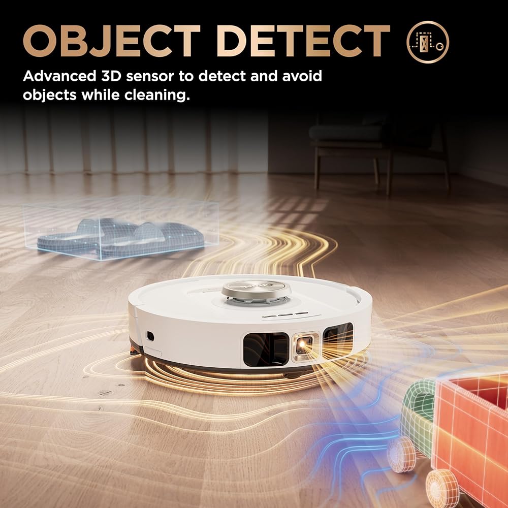 Shark Robot Vacuum & Mop Combo, PowerDetect NeverTouch Pro,Self-Emptying,Self-Refill with Self-Clean Pad Wash & Dry, 60-Day Debris Capacity,30-Day Refill Tank, 5PowerDetect Technologies,White,AV2800ZE