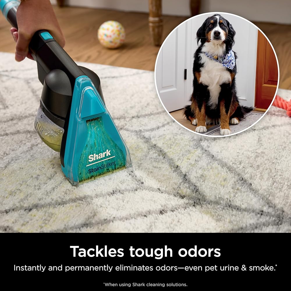 - Shark CarpetXpert HairPro with StainStriker, Upright Carpet, Area Rug & Upholstery Cleaner, Perfect for Pets & Hair Removal, Carpet Shampooer, 4 Cleaning Tools, Pet Cleaning Solution, Copper, EX301