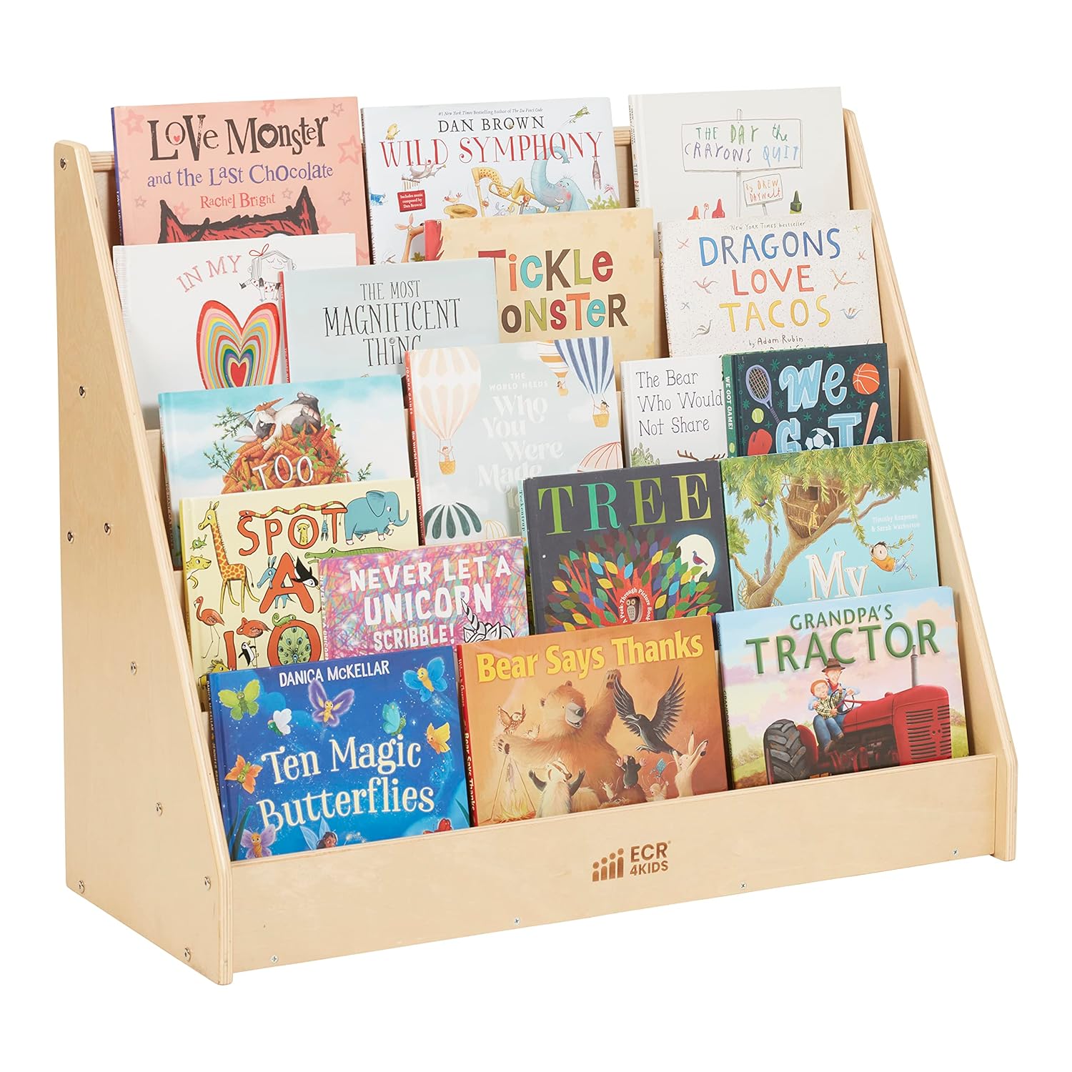 ECR4Kids Single-Sided Book Display, Classroom Bookshelf, Natural : Office Products