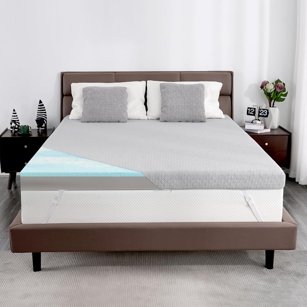 Extra Firm Mattress Topper Full, 4 Inch Memory Foam Mattress Topper Cooling Gel Bamboo Charcoal Bed Topper for Pain Relief, High Density Firm Mattress Pad with Removable Cover, CertiPUR-US Certified : Home & Kitchen