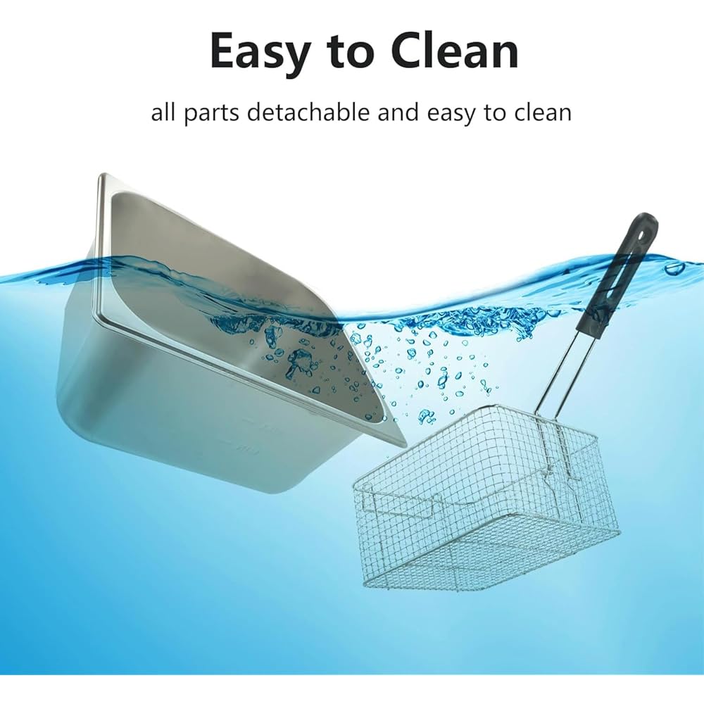 Electric Deep Fryer 17.2L/18.2QT Stainless Steel Dual Tank Commercial Fryer with Basket, 3400W 110V Countertop Deep Fryer for Home Kitchen and Restaurant Use with Oil Thermometer & Temperature Control: Home & Kitchen