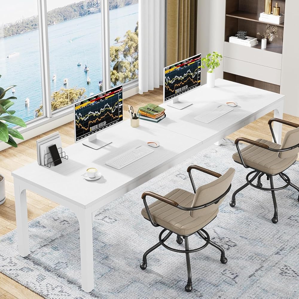 Tribesigns 78.7 Inches Extra Long Computer Desk 2 Person Desk, Double Long Desk, Workstaion for Home Office : Home & Kitchen