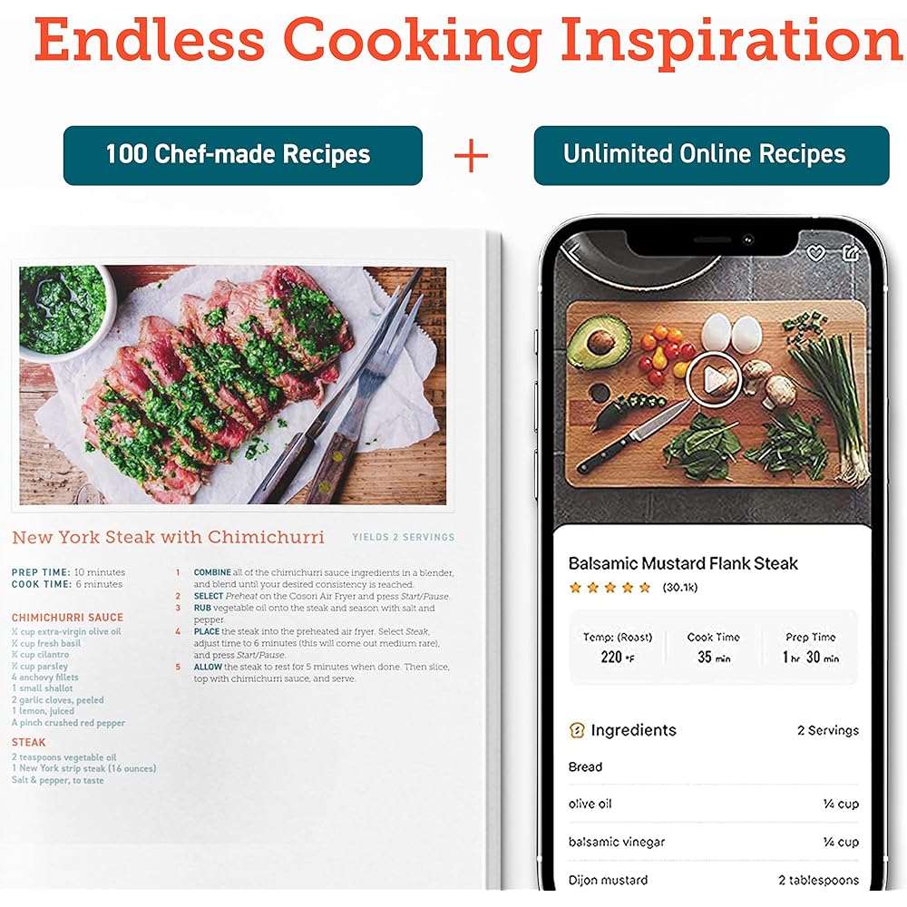 COSORI 12-in-1 Air Fryer 5.8QT, Toast, Bake, Nutrition Facts for 100+ In-App Recipes, AdaptIQ Tech Fast Cook, for Main & Side Dishes, Snacks, Leftovers, Detachable Square Basket, Dishwasher Safe : Home & Kitchen