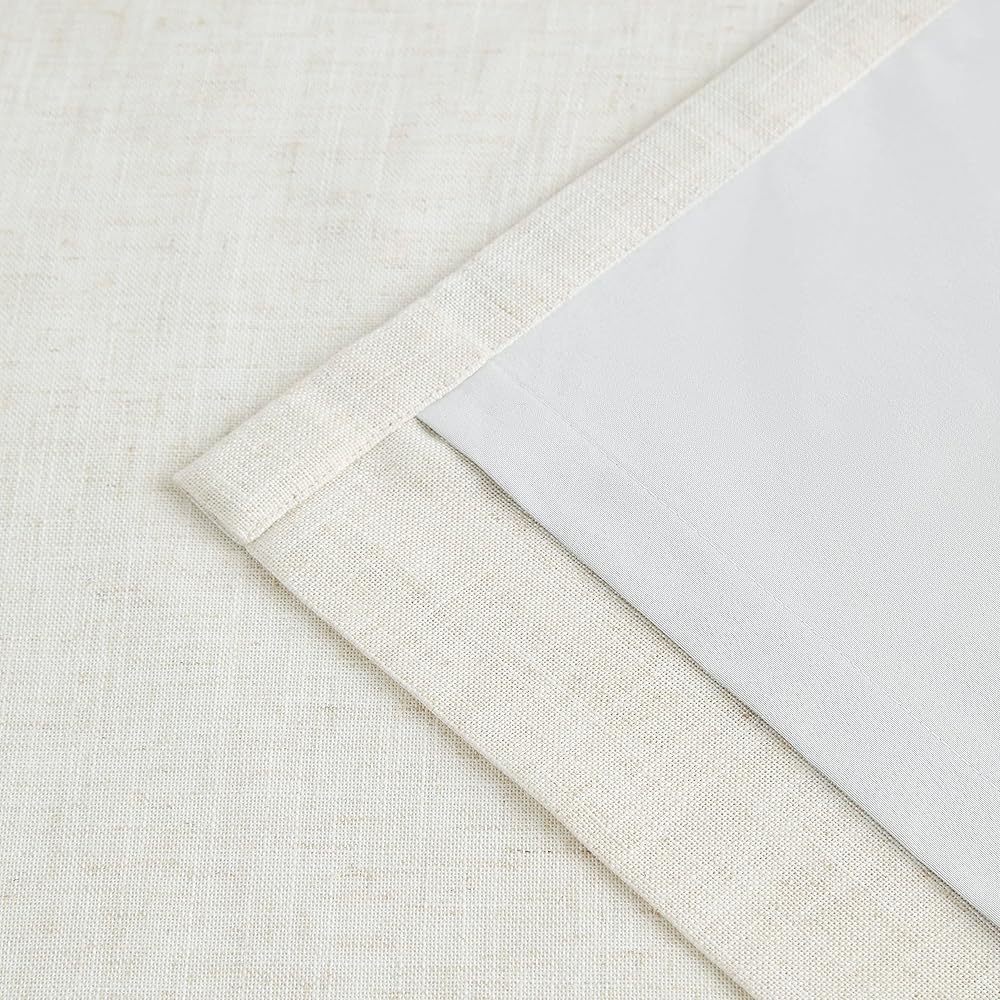 Vision Home Natural Pinch Pleated Full Blackout Curtains Linen Blended Room Darkening Window Curtains 102 inch for Living Room Bedroom Thermal Insulated Pinch Pleat Drapes with Hooks 60