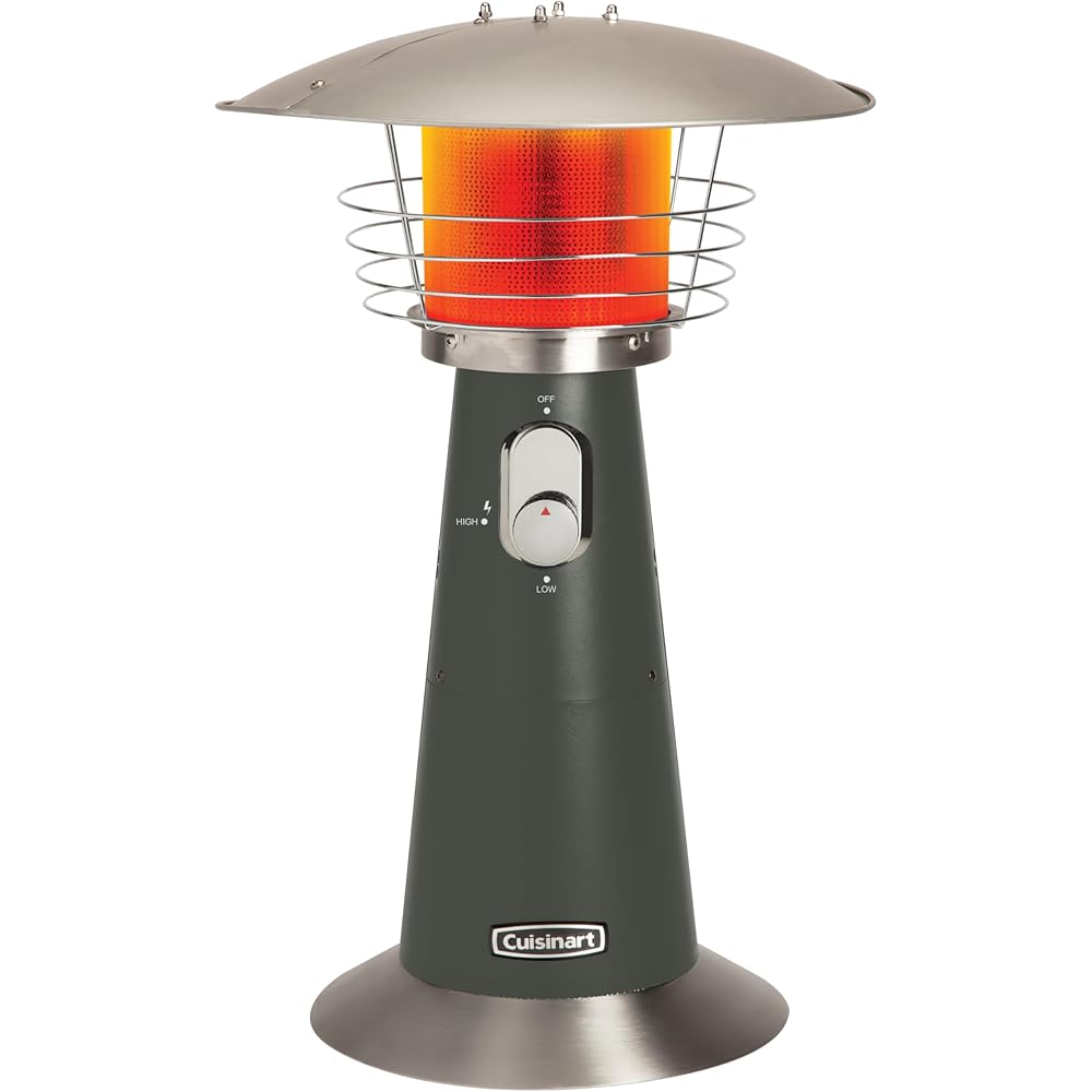 Cuisinart Portable Tabletop Patio Heater, 11,000 BTU Outdoor Propane Heater with Safety Tilt Switch and Adjustable Heat, Burner Screen Guard, 30 sq. Foot Heat Range, Gray : Home & Kitchen