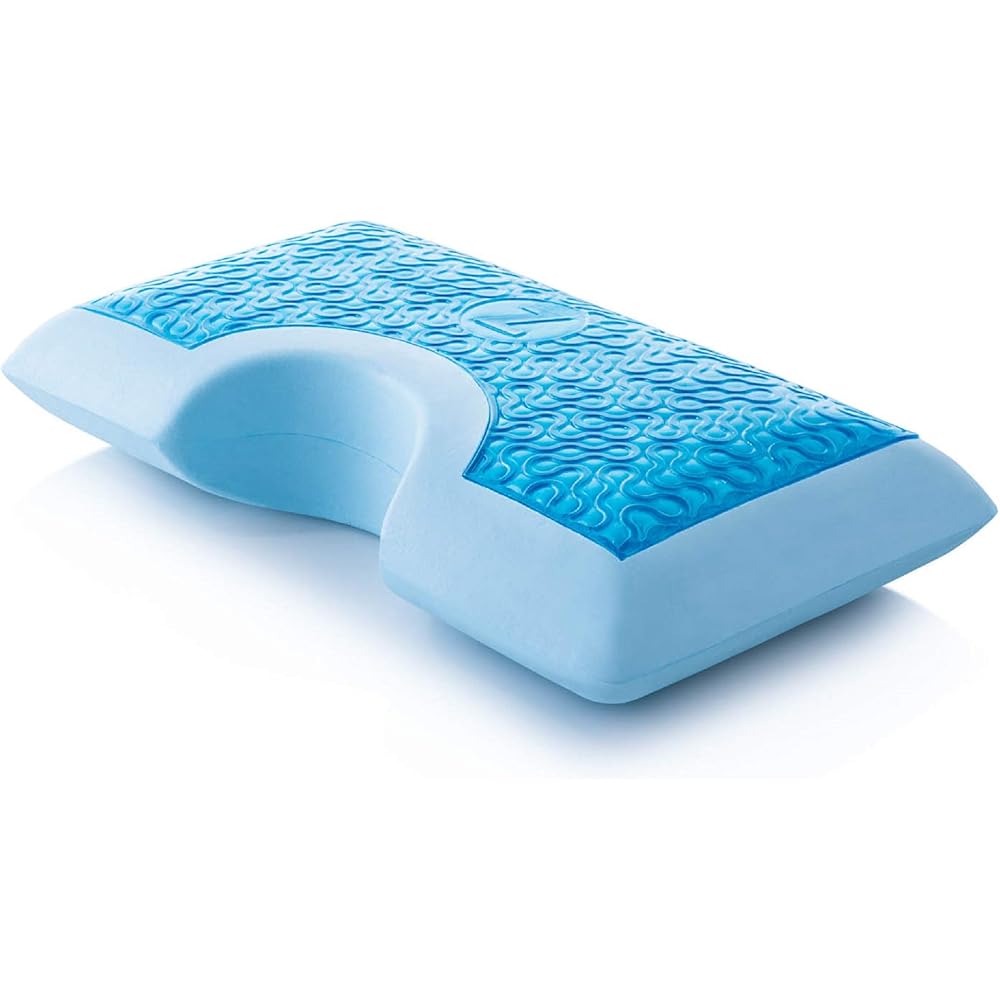 MALOUF Z Side Sleeper Shoulder Cutout Dough Memory Foam Pillow with Liquid Gel Layer-King, Blue : Home & Kitchen