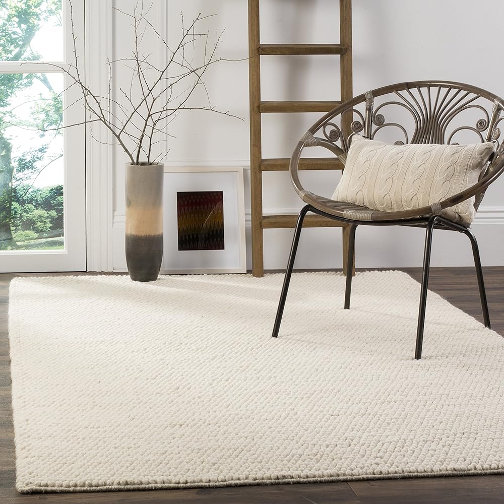 SAFAVIEH Area Rug 6x9 - Natura Collection - Ivory, Handmade Wool Blend, Textured Design, Ideal for Living Room, Bedroom, Dining Space (NAT620A) : Home & Kitchen