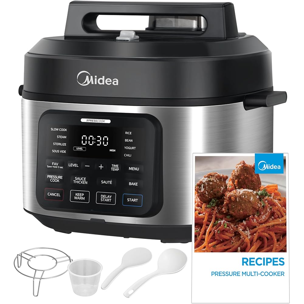 Midea WideMax 12-in-1 Electric Pressure Cooker, 6.5 Quart, 12 Presets, Multi-Functional Programmable Slow Cooker, Rice Cooker, Steamer, Sauté Pan, Cake, Yogurt, Warmer and More