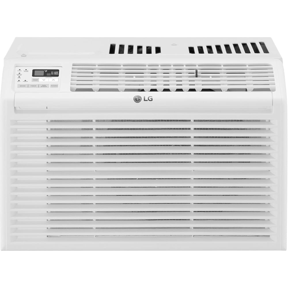 LG 6,000 BTU Window Air Conditioner, 115V, Cools 250 Sq.Ft. for Bedroom, Den, Living Room, Quiet Operation, with Remote, 2 Cooling & Fan Speeds, 2-Way Air Deflection, Auto Restart, White : Home & Kitchen