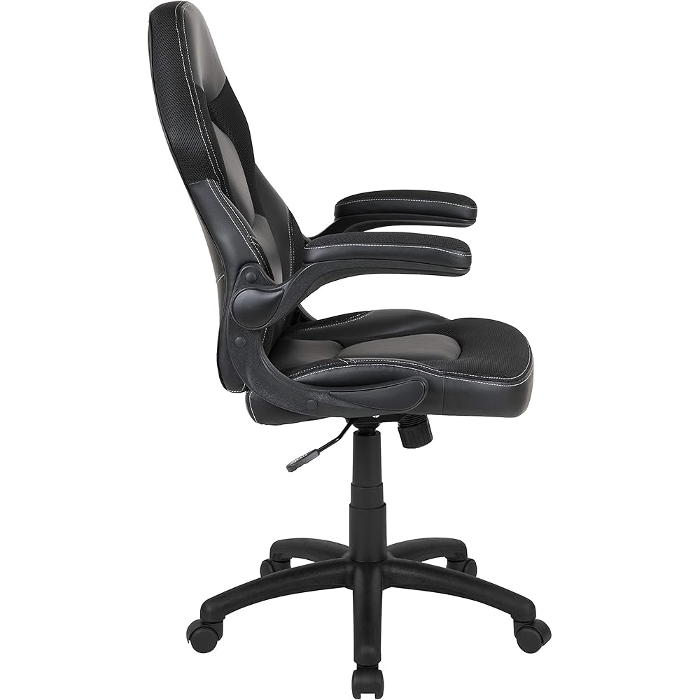 Flash Furniture X10 High-Back LeatherSoft Racing Style Gaming Chair with Flip-Up Arms, Ergonomic Padded Swivel Computer Chair, Black : Home & Kitchen