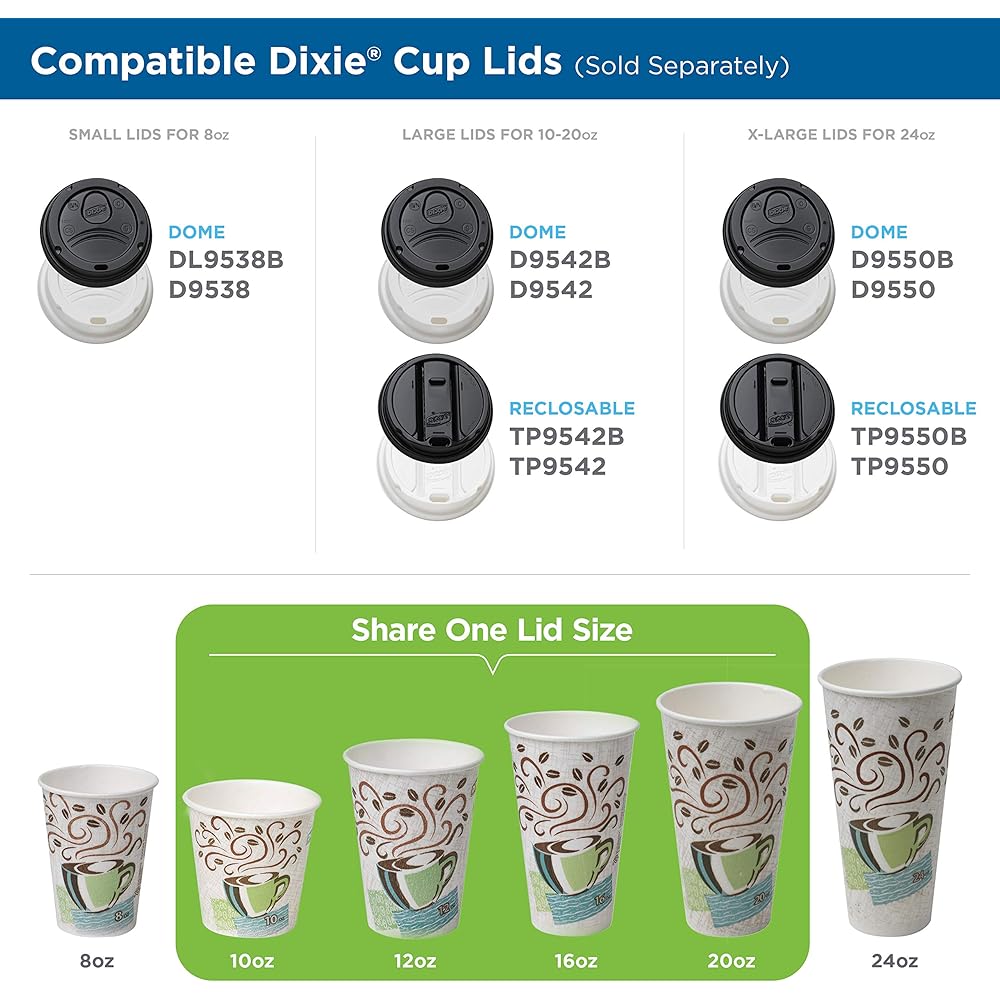 Dixie PerfecTouch 12 oz. Insulated Paper Hot Coffee Cup and Lid Set by GP PRO (Georgia-Pacific) Coffee Haze and White, 5342COMBO600, 300 Cups and 300 Lids (50 Cups and Lids Per Pack, 6 Packs Per Case) : Health & Household