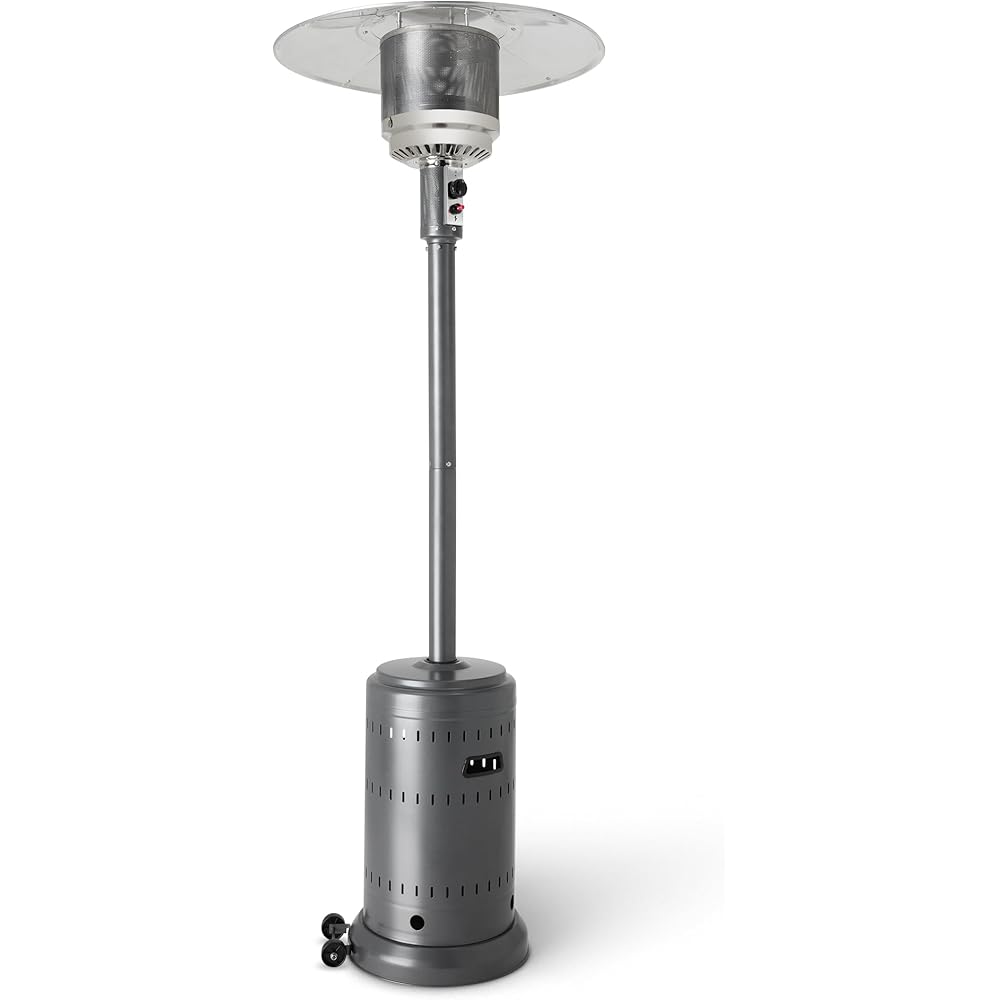 : Amazon Basics 46,000 BTU Outdoor Propane Patio Heater with Wheels, Commercial & Residential, Slate Gray, with Water Tank, 32.1 x 32.1 x 91.3 inches (LxWxH) : Patio, Lawn & Garden