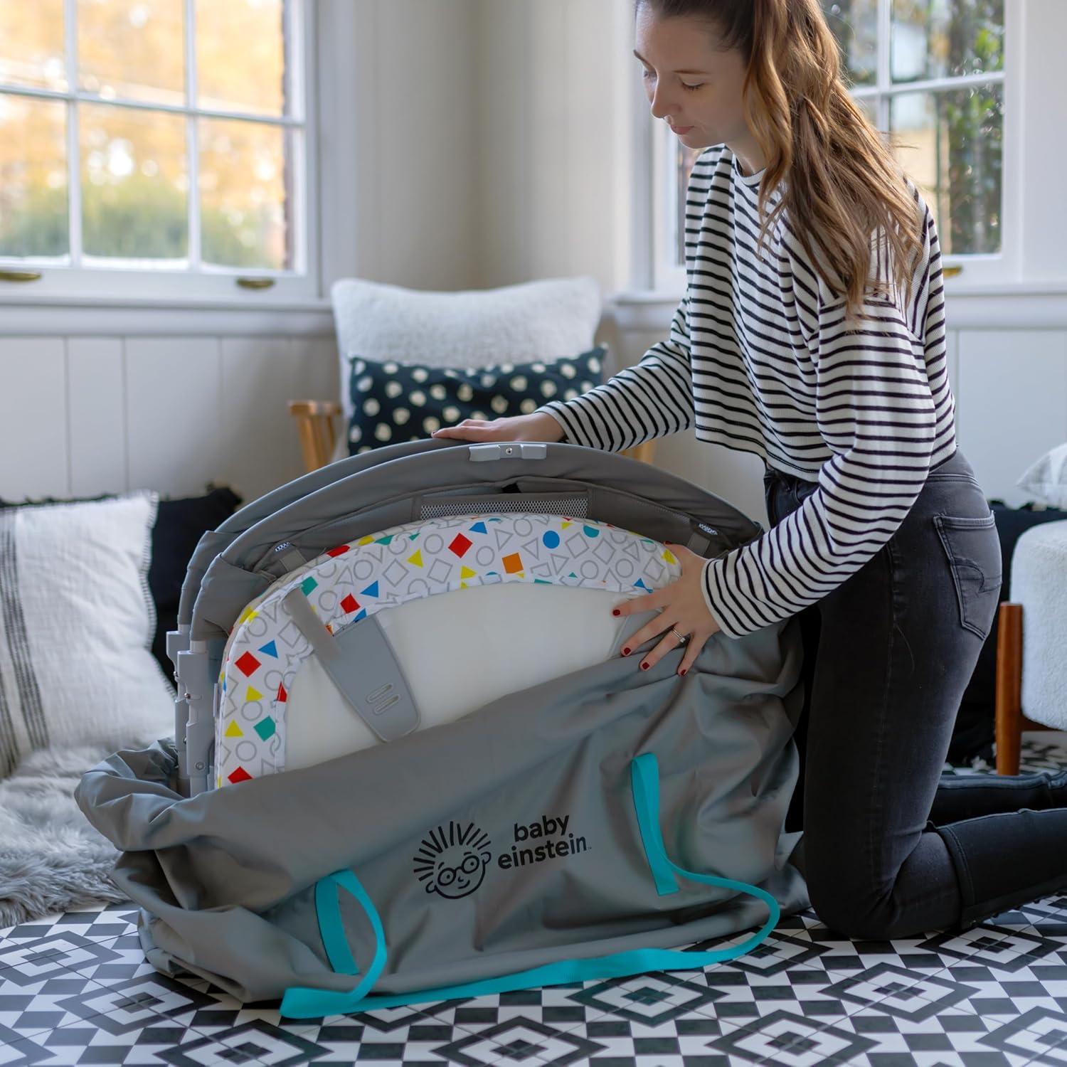 : Baby Einstein Kick & Snooze 3-in-1 Foldable Playard, Bassinet and Musical Play Gym, Includes Fitted Sheet, 3-Step Easy Fold, Piano Toy with 25+ Minutes of Music, Grows with Baby, Ages 0 Months and Up : Baby