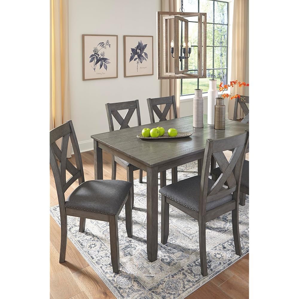 - Signature Design by Ashley Caitbrook Rustic 7 Piece Dining Set, Include Table and 6 Chairs, Gray - Table & Chair Sets