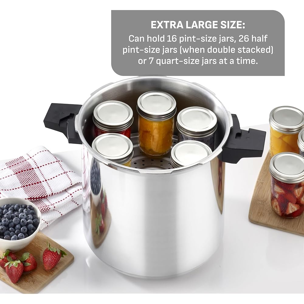 T-fal Pressure Cooker Aluminum Pressure Canner, 22 Quart, 3 PSI Settings, Cookware, Pots and Pans, Large Capacity, Cooling Racks, Recipe Booket, Canning Vegetables, Meats, Poultry, Seafood, Silver: Home & Kitchen