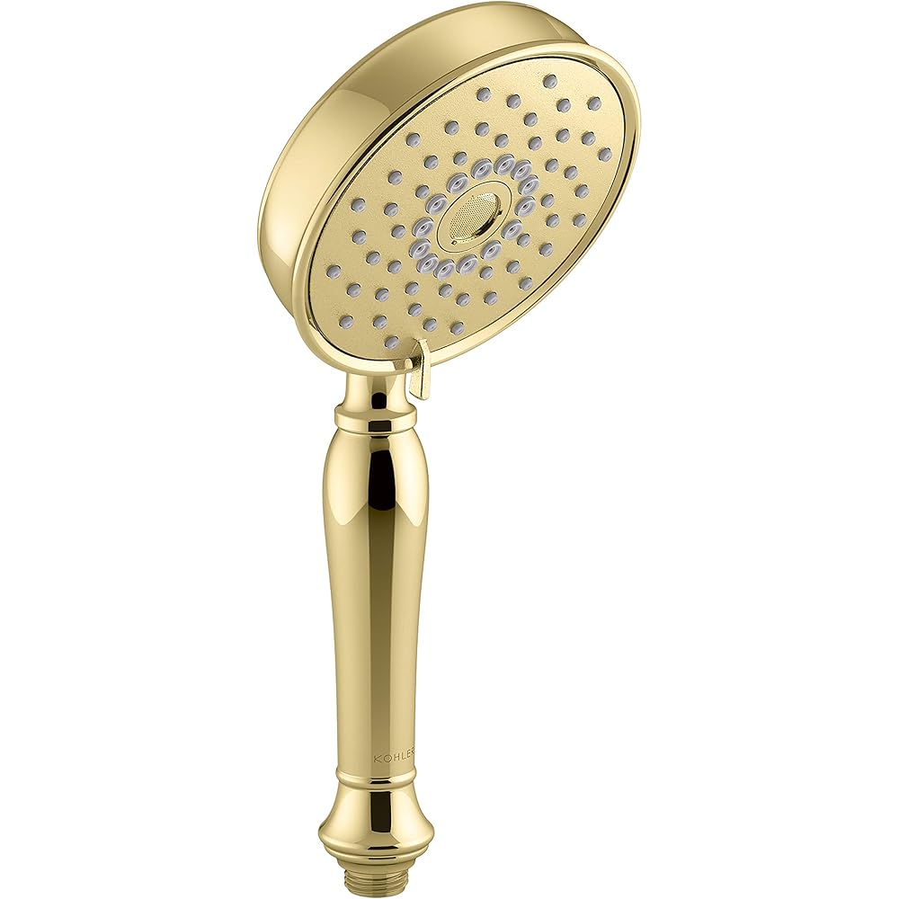 KOHLER 22163-PB Bancroft Multi-Function Handshower, Handheld Showerhead with 3 Spray Settings, 2.5 GPM, Vibrant Polished Brass