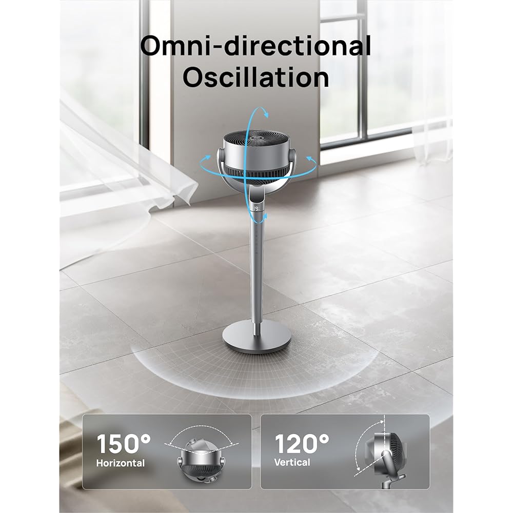 Dreo Oscillating Fan for Bedroom,150°+120° Omni-Directional Quiet Floor Fans with Smart Control, 110ft Pedestal Fan with DC Motor, 9 Speeds, 6 Modes, 43'' Inches, 12H Timer, Wi-Fi/Voice/Alexa : Home & Kitchen