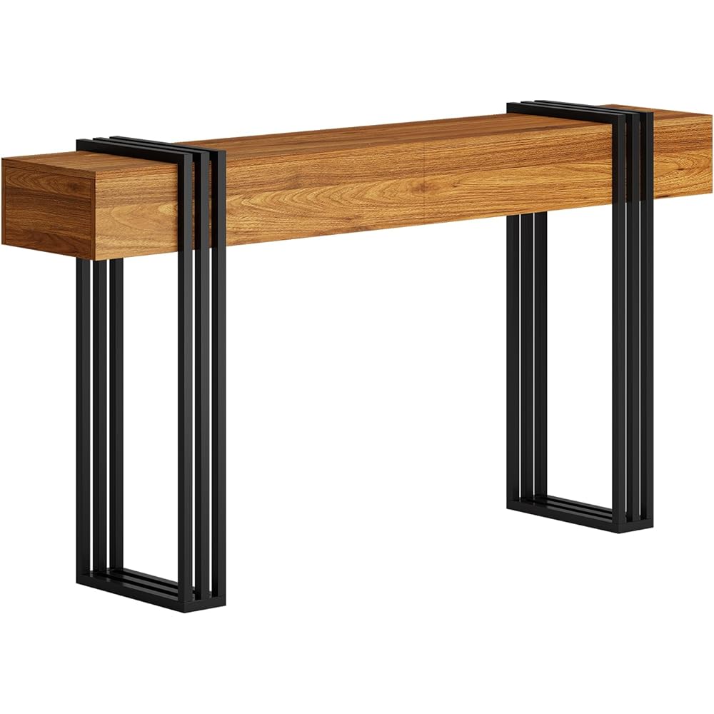 knoworld 63 Inch Long Console Table, Industrial Sofa Table Behind The Couch Rectangular Entryway Table for Entrance Hallway Living Room, Brown : Home & Kitchen