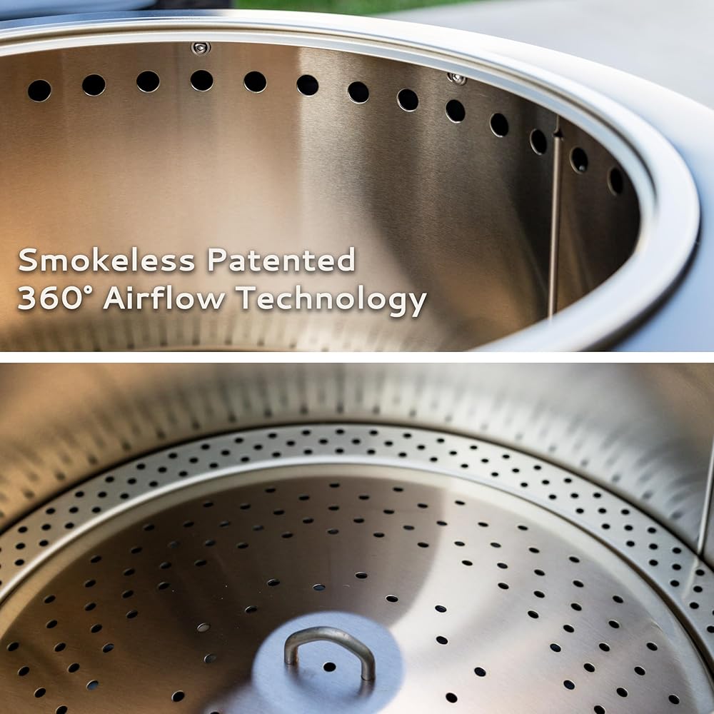 TIKI 25-Inch Smokeless Patio Fire Pit, Wood Burning with Removable Ash Pan & Weather-Resistant Cover, Modern Black Design – Ideal Outdoor Smokeless Fire Pit for Backyard & Patio