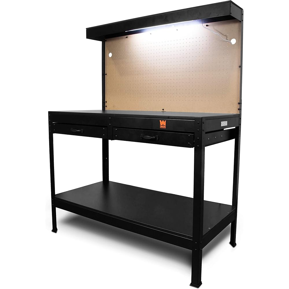 WEN WB4723T 48-Inch Workbench with Power Outlets and Light, Black : Home & Kitchen