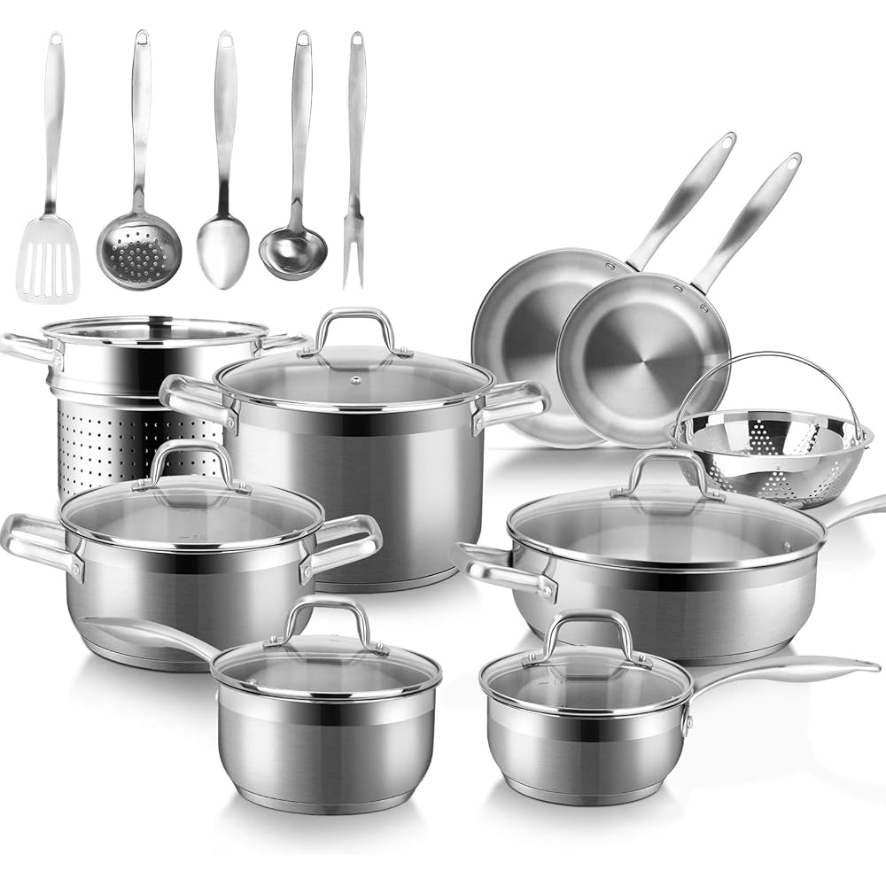 Duxtop Professional Stainless Steel Induction Cookware Set, 19PC Kitchen Pots and Pans Set, Heavy Bottom with Impact-bonded Technology: Home & Kitchen