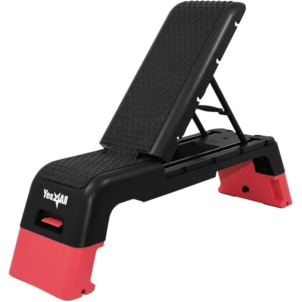 : Yes4All Multifunctional Fitness Aerobic Step Platform/Aerobic Deck, Household Step Workout Bench for Home Gym (Red/Black) : Sports & Outdoors