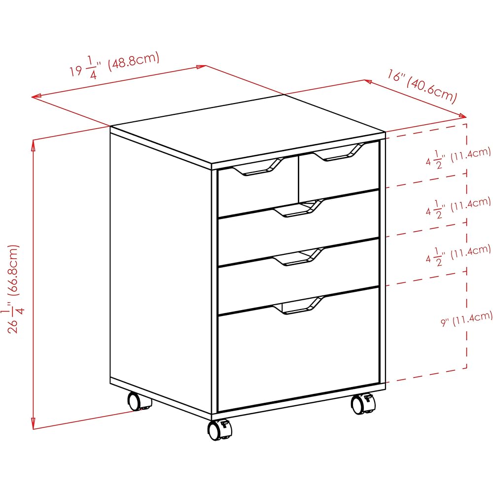 Winsome Halifax Bins & Drawers Mobile Cabinet, for Home Office, Black : Home & Kitchen