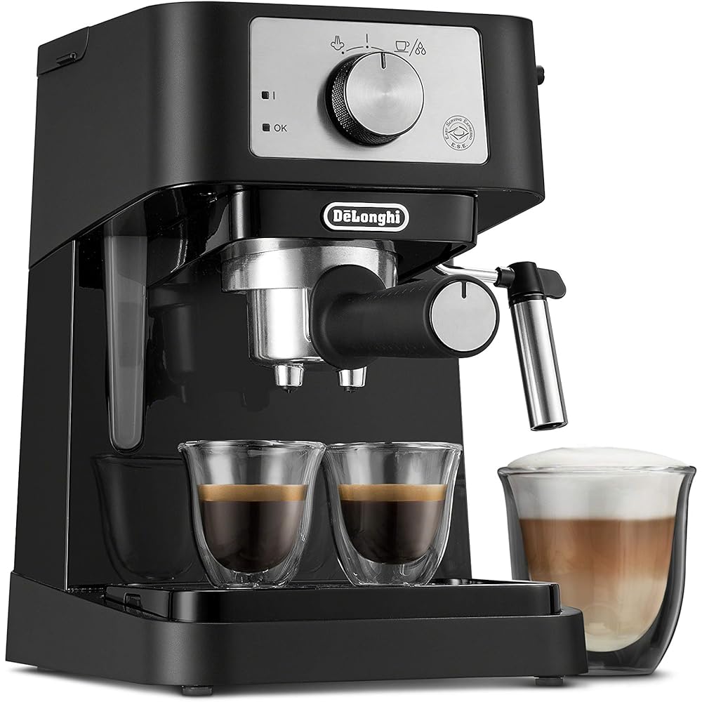 De'Longhi Stilosa Manual Espresso Machine, Compact Coffee Maker, 15 Bar Pump Pressure, Manual Milk Frother Steam Wand for Authentic Single & Double Espresso, Lattes & Cappuccinos, Tamper Included : Home & Kitchen