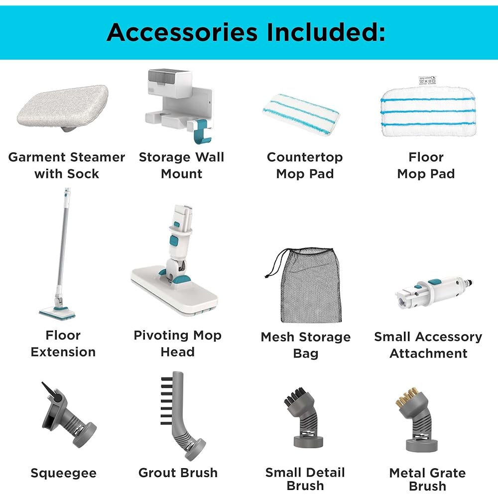 - BLACK+DECKER Steamer, 7 Attachments for Multipurpose Cleaning, Includes Storage Wall Mount (BHSM15FX10)
