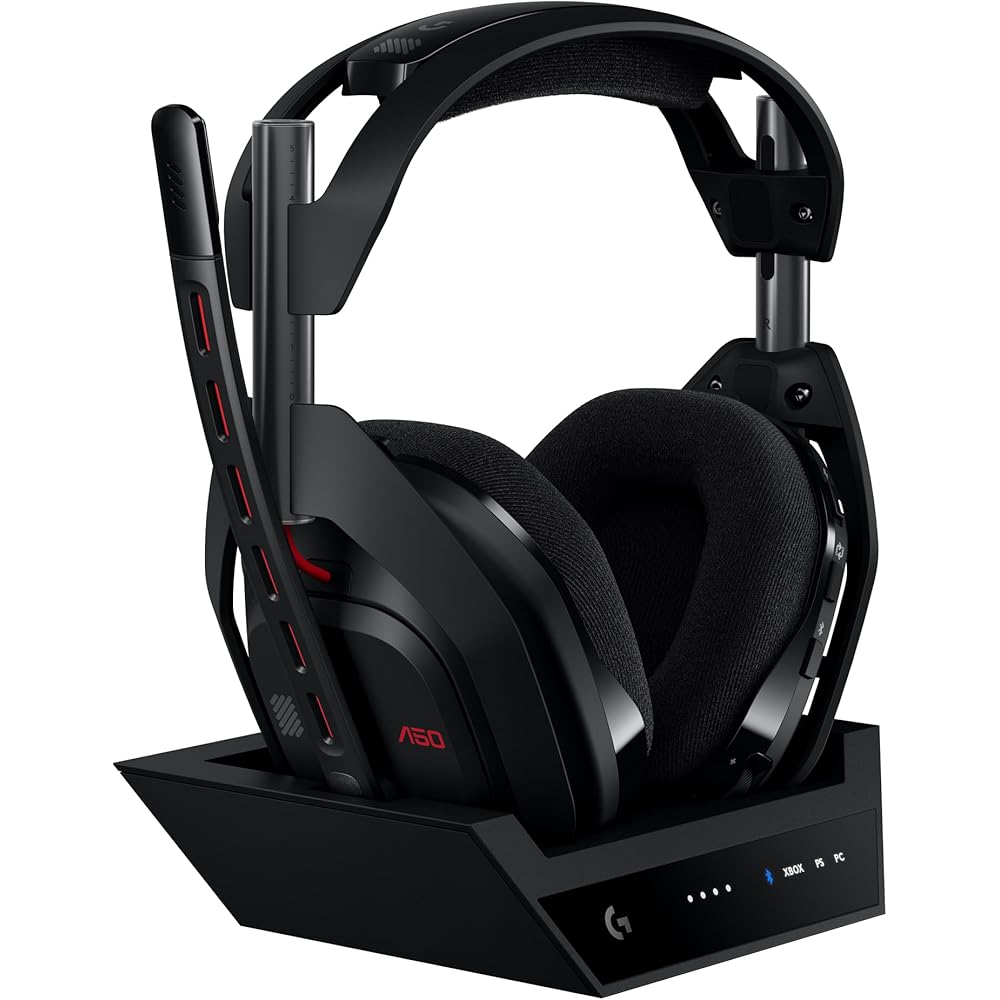 Logitech G Astro A50 Omni-Platform Wireless Gaming Headset + Base Station for PS5, Xbox, PC: PLAYSYNC Audio Switcher, <16 bit/48kHz (Console), <24 bit/48 kHz (PC), 24hr Battery, 2.4GHz & BT - Black : Video Games
