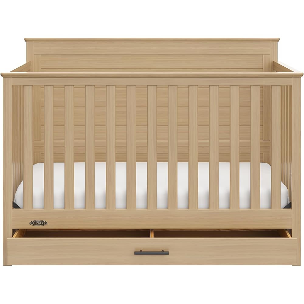 Graco Tristan 5-in-1 Convertible Crib with Drawer (Driftwood) – GREENGUARD Gold Certified, Fits Standard Crib Mattress, Premium Handle, Converts to Toddler Bed, Daybed, and Full-Size Bed : Baby